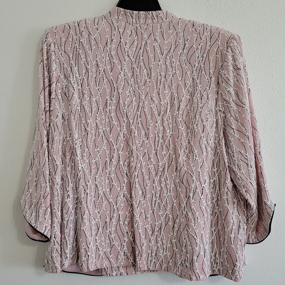 Alex Evenings Women's 2X Printed Piped 3/4 Sleeve Two-Piece Glitter Blazer & Top - Picture 3 of 12